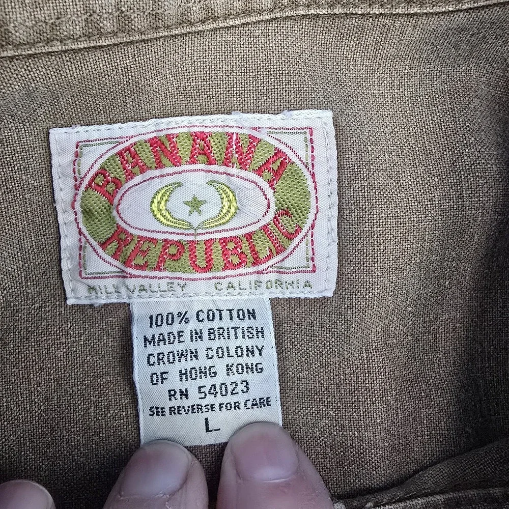 Vintage 80s/90s‎ Banana Republic Safari Work Shirt 100% Cotton Canvas Large